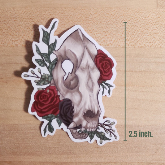 Rose Canine Skull Sticker
