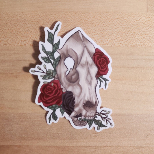 Rose Canine Skull Sticker